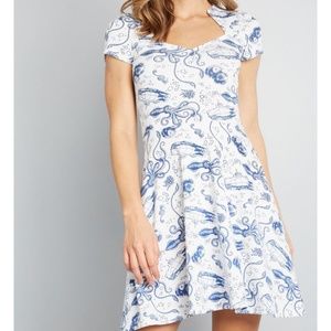 White and Blue Maritime Dress